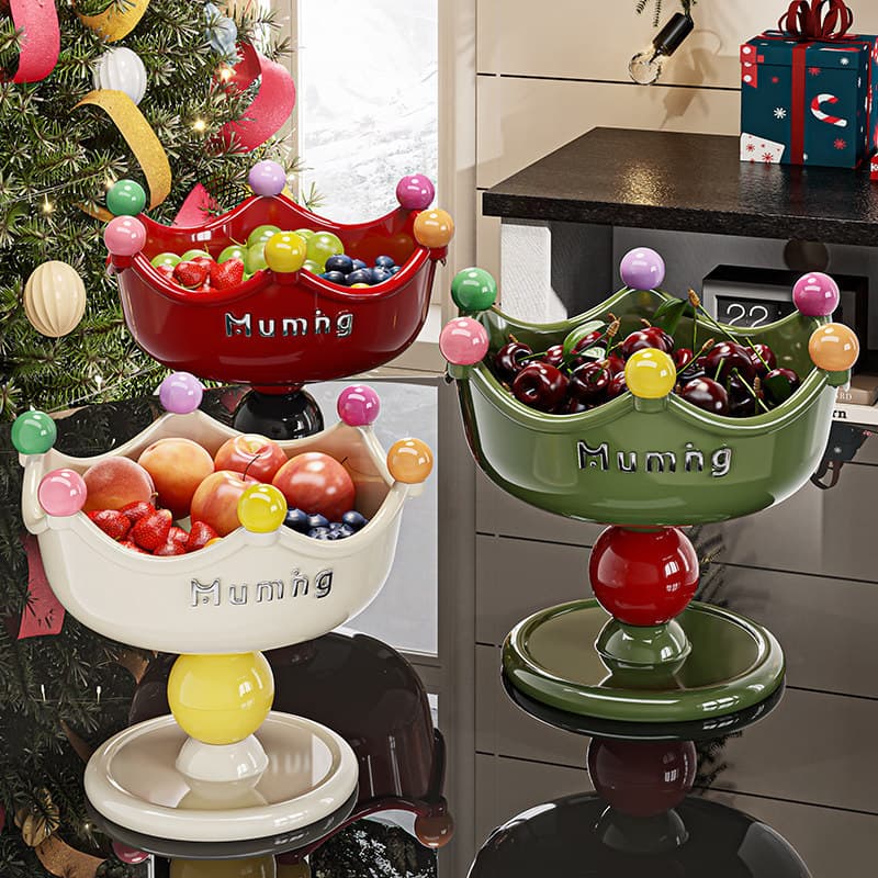 Creative Home Fruit Bowl with Elevated Pedestal and Drip Tray, Snack and Candy Serving Plate for Living Room Coffee Table