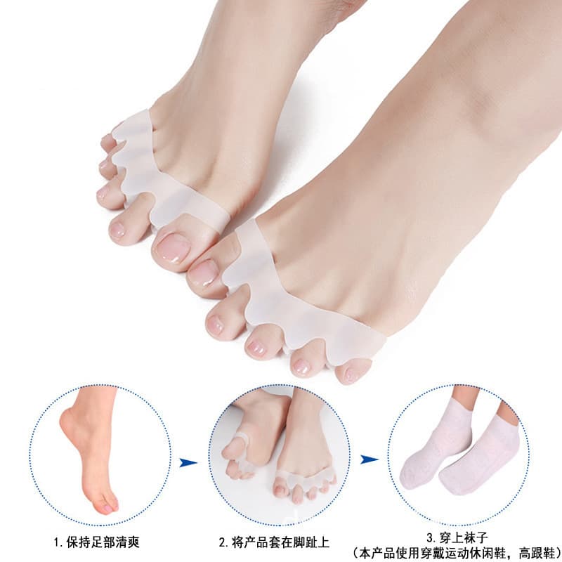 Wholesale toe bunion correctors, five-toe separators for overlapping toes, soft silicone toe spacers and protectors