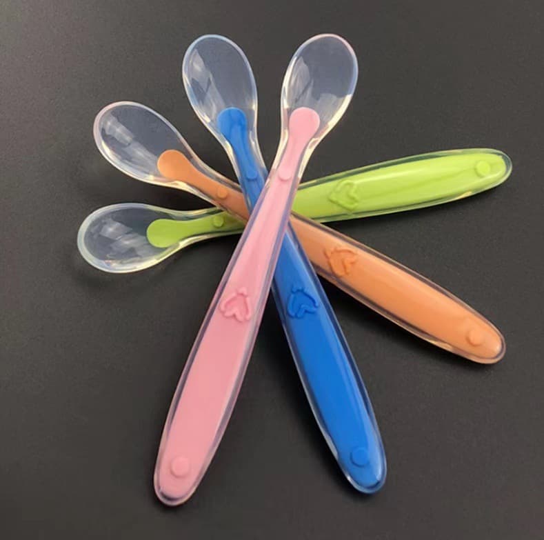 Baby silicone spoon, children's tableware, liquid silicone feeding spoon, complementary food spoon, baby training spoon
