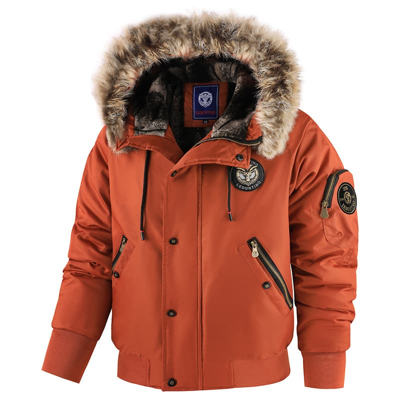 Cross-Border Export Winter Fleece-Lined Thickened Casual Men's Cotton Coat Warm Hooded Jacket Windproof Plus Size Cotton Coat Men's Wear