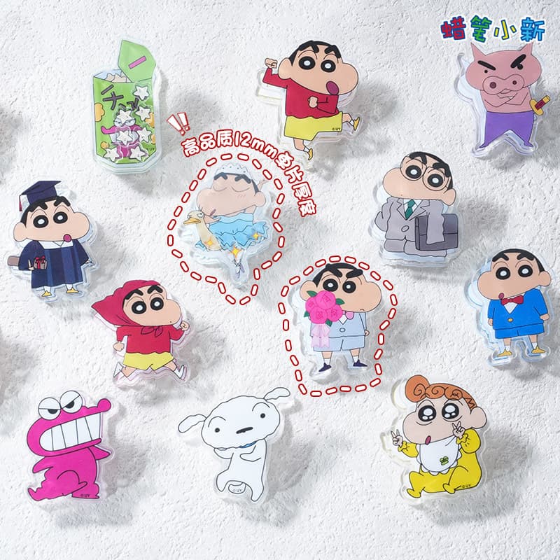 New genuine Crayon Shin-chan adult series acrylic double interview paper hand ledger note PP clip multi-function