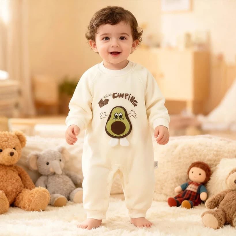 Baby Coral Fleece Romper Long-Sleeve Newborn Outfit for Spring, Autumn, and Winter Comfortable and Skin-Friendly Baby Onesie