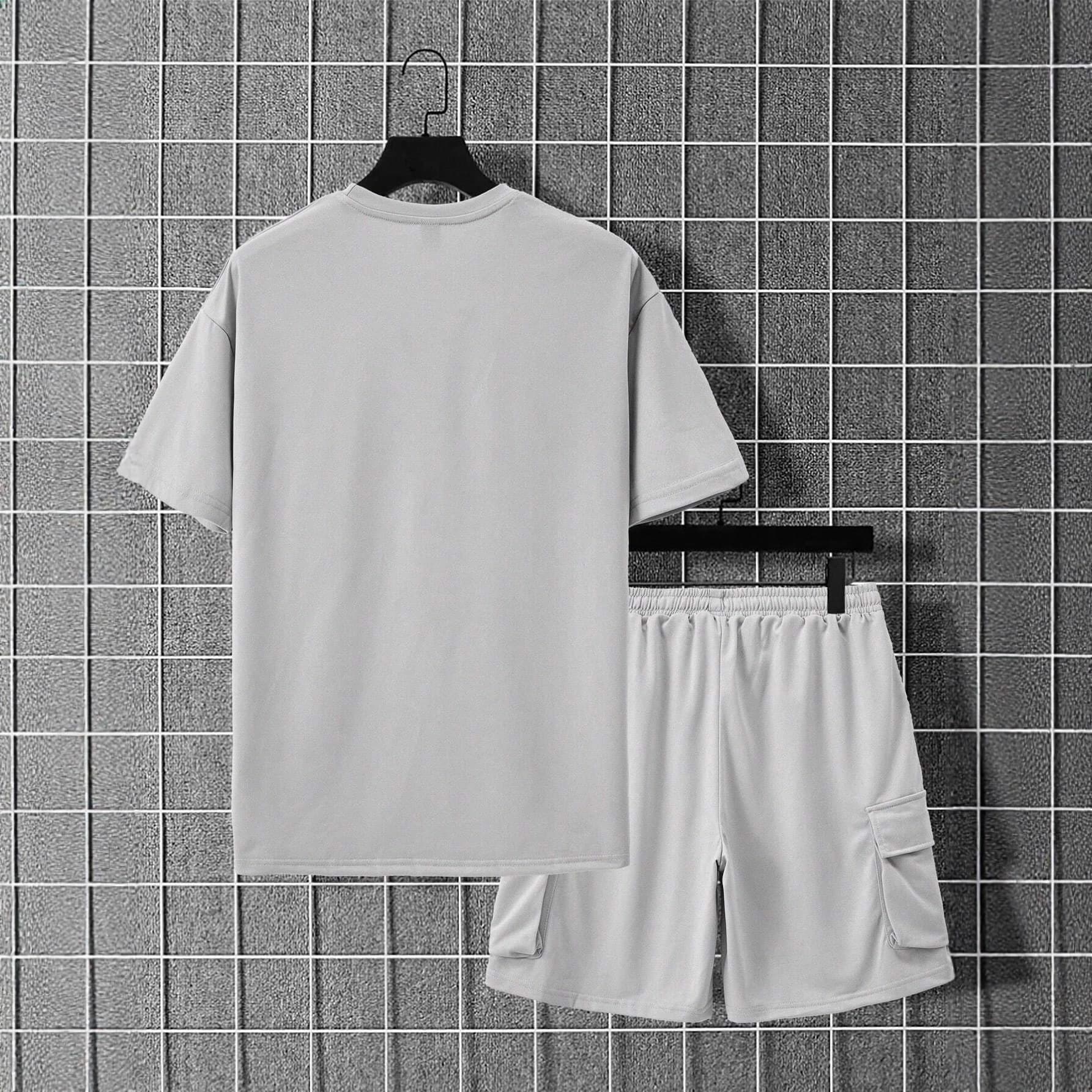 Men's Short-Sleeve Suit, Summer Quarter-Sleeve T-Shirt, Teenagers, Loose Short-Sleeve Shorts, Casual Sportswear, Complete Outfit Set