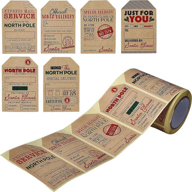 Cross-Border Stickers, 200 Stickers/Roll, Christmas Holiday Decorative Gift Series Adhesive Labels