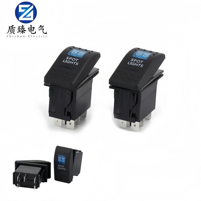 Car, RV, yacht, modified ship type switch, 5-pin, 2-speed dual light ON-OFF 12V waterproof rocker switch power supply
