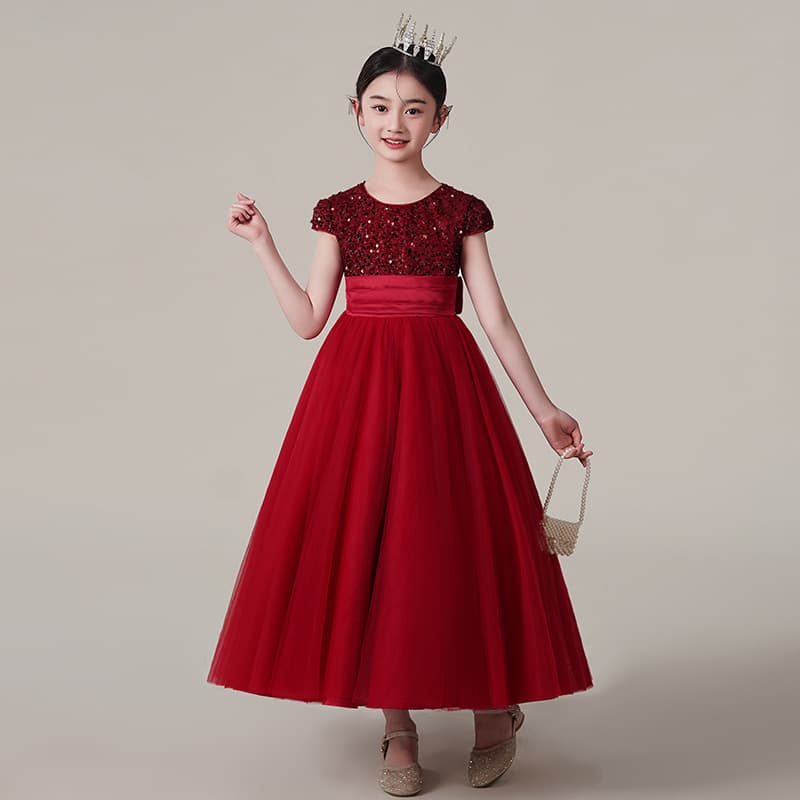 Cross-border children's dress princess dress 2025 summer girls dress high-end host catwalk piano performance clothing