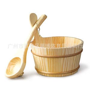 Factory Direct Sauna Wooden Bucket and Ladle, Sauna Accessories for Home Bathroom, Steam Room, Dry Sauna