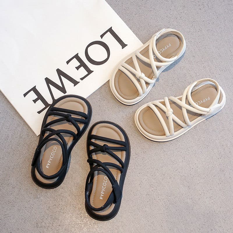 Children's Sandals 2026 Summer New Girls Sandals Hot Style Princess Shoes Medium and Large Kids Soft Sole Roman Sandals