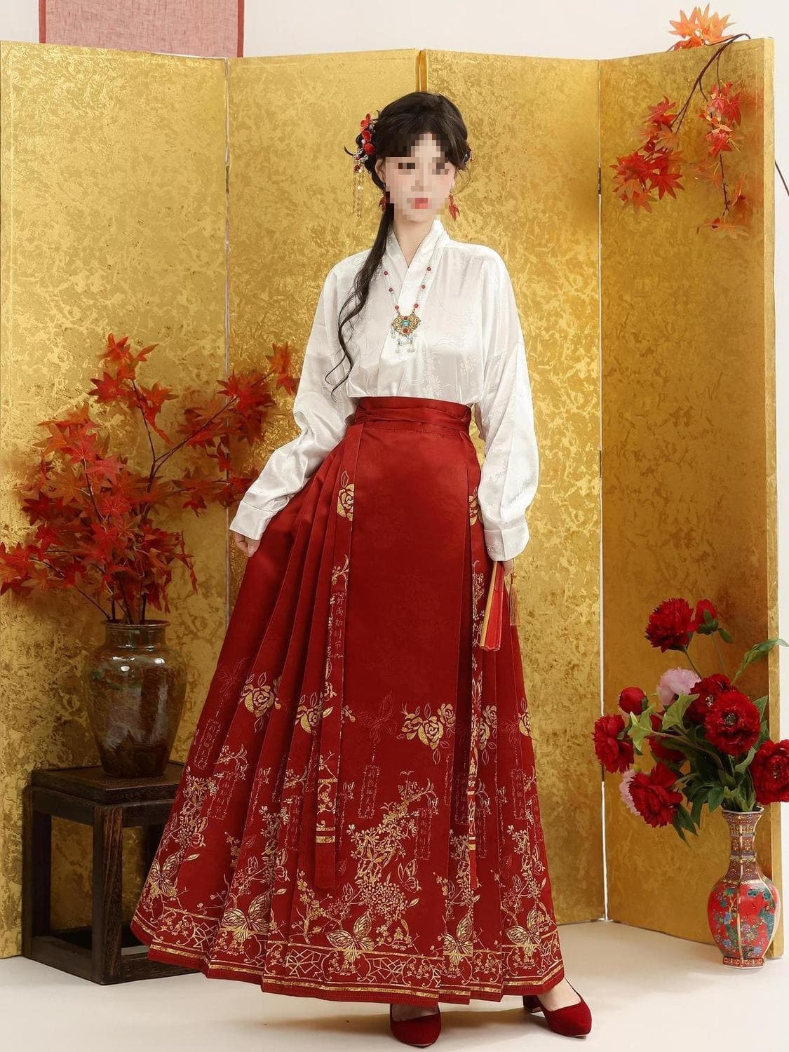 Tinghai Original New Chinese Ming Dynasty Style Hanfu Everyday New Han Element Chinese Style Horse Face Skirt Everyday Spring and Autumn New Style