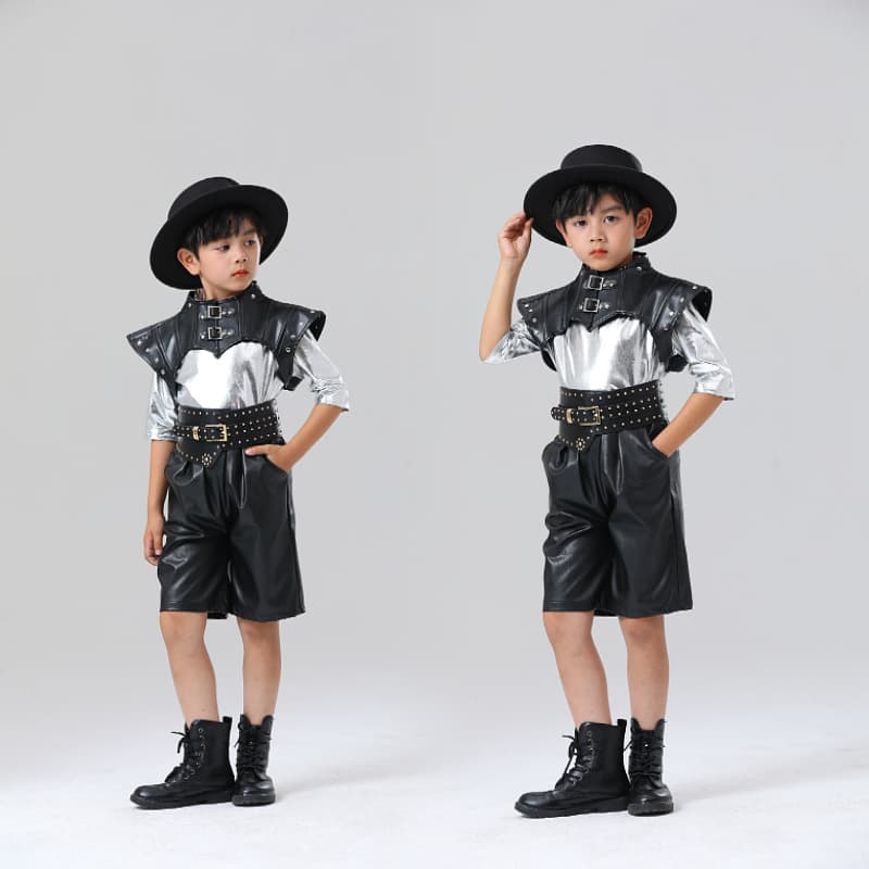 Children's Metaverse Costume, Sci-Fi Performance Wear for Boys and Girls, Silver Future Warrior Cool Sci-Fi Runway Fashion