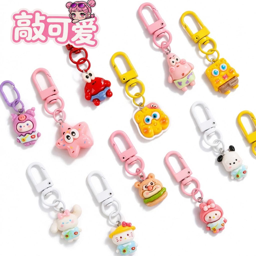 Creative Cute Cartoon Keychain Backpack Charm Gift Student Keychain Couple Resin Small Gift Wholesale