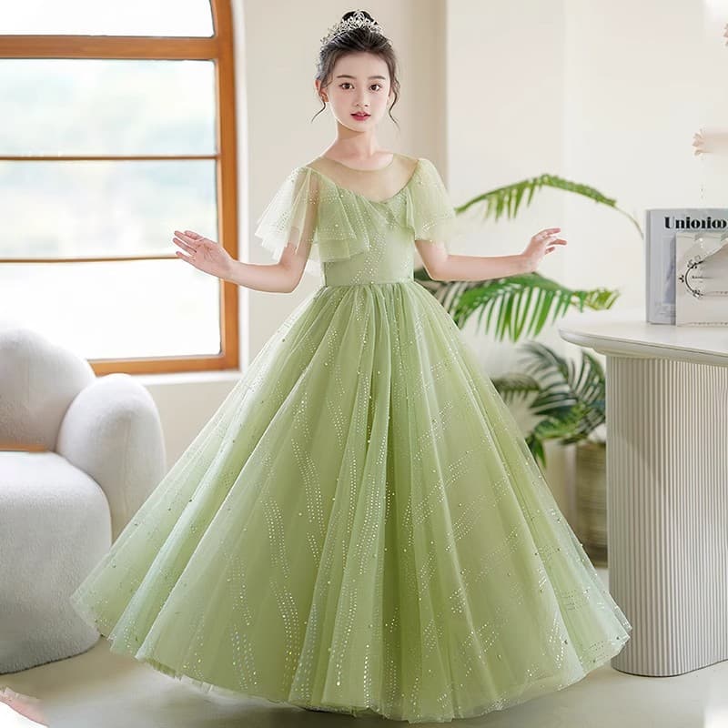 Girls' Dresses 2026 Spring New Forest Style Puffy Princess Dress Party Piano Performance Birthday Children's Dress