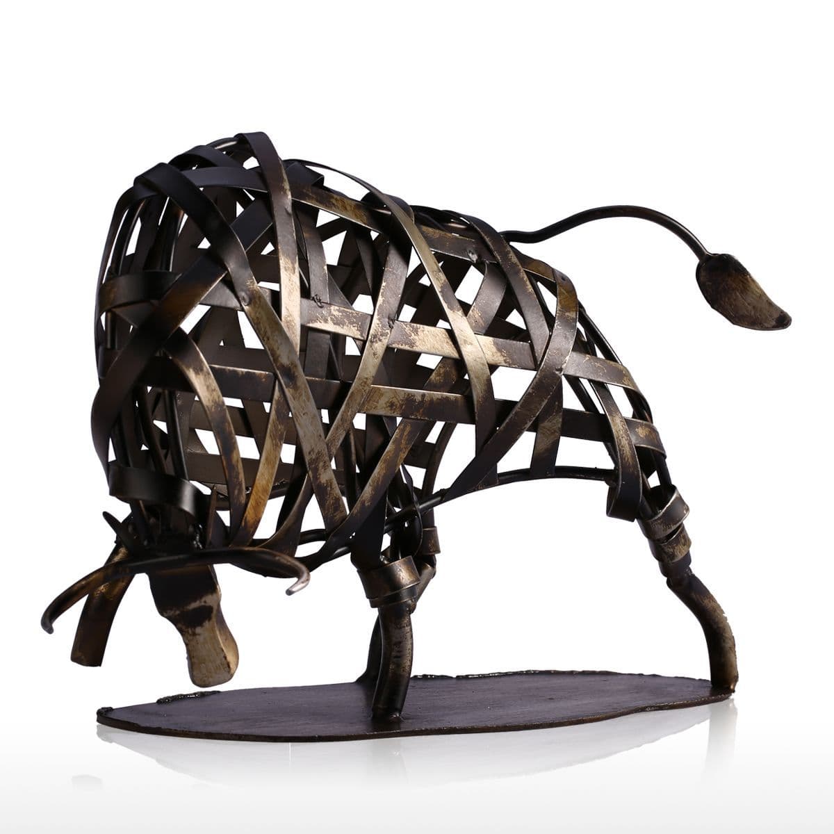 Wrought Iron Craft Cow Metal Ox Sculpture Pioneer Ox Modern Study Home Decoration Gift Creative Novelty