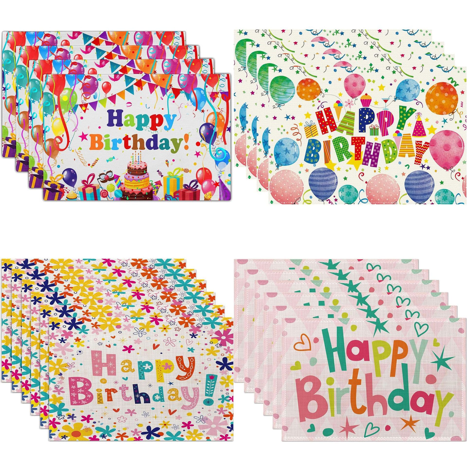 Cross-border Amazon popular birthday party placemats Cartoon balloon cake linen print Customized linen placemats