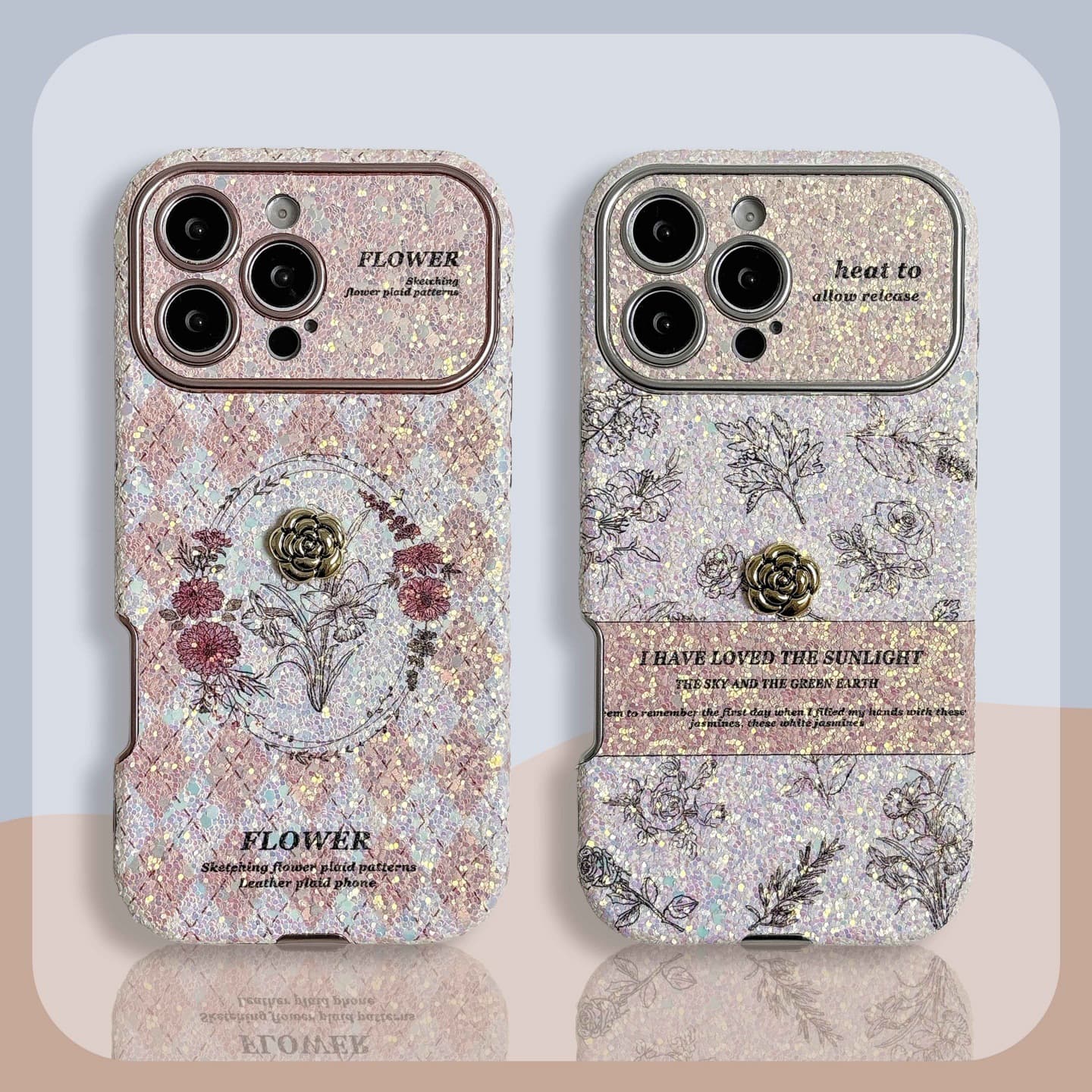 Sketch Diamond Flower Case for iPhone 16 Pro Max, Apple 14 Phone Case 17 Pro Cute 15