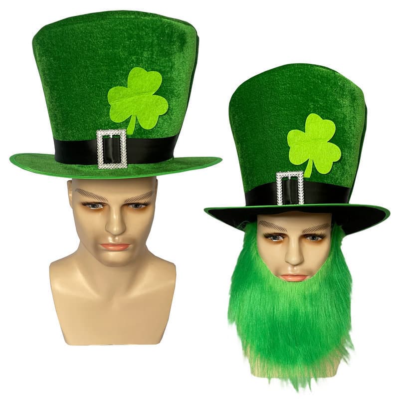 St. Patrick's Day Irish Hat Shamrock Bearded Hat Carnival Party High Hat Show Hat