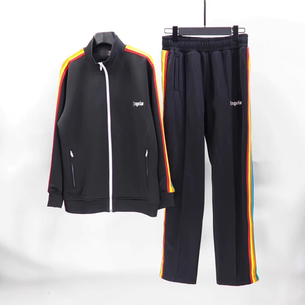 Palm Angel Sportswear Set Casual Sportswear for Men And Women Color Block Design Long Sleeve Jacket And Pants Four Seasons Suitable