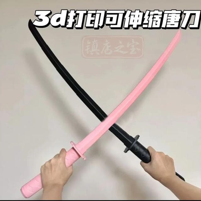 3D Printed Retractable Sword Black Warrior Knife Creative Model Retractable Toy Sword Carrot Knife Stress Relief Toy Hand Fidget