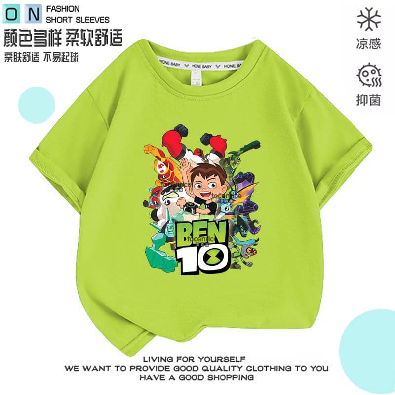 Teenage hacker Tian Xiaoban Ben10 short-sleeved T-shirt boys and girls students cotton clothes summer style American animation