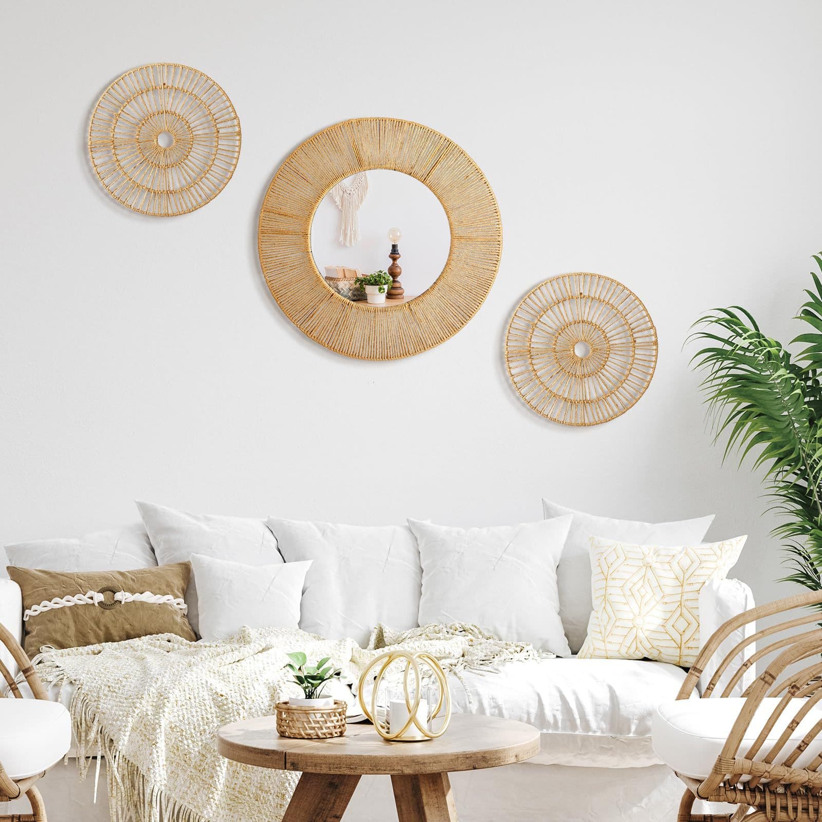 Custom Bohemian Wall Decoration Hemp Rope Woven Frame Wall Hanging Art Room Decor Round Wall Hanging