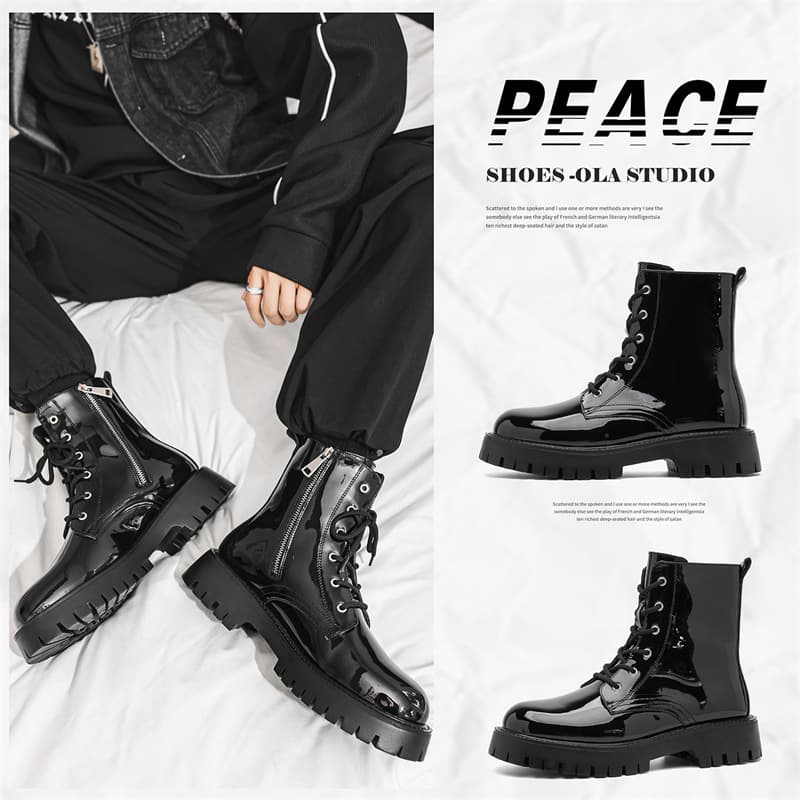 Men's Thick-Soled Martin Boots Autumn/Winter New Style British Long Boots High-Top Leather Boots Workwear Motorcycle Boots In Stock for Dropshipping