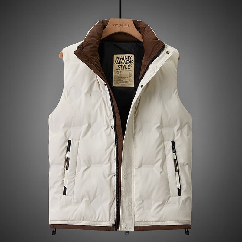 Men's down vest, autumn and winter stand-up collar down vest, warm sleeveless down jacket, trendy coat
