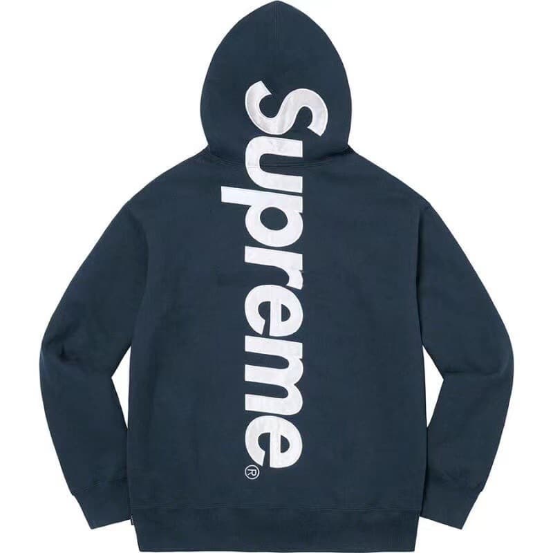 Cross-border 25FW SUPreme Heavyweight Fleece Hoodie Patch Embroidery American Trendy Solid Color Autumn/Winter