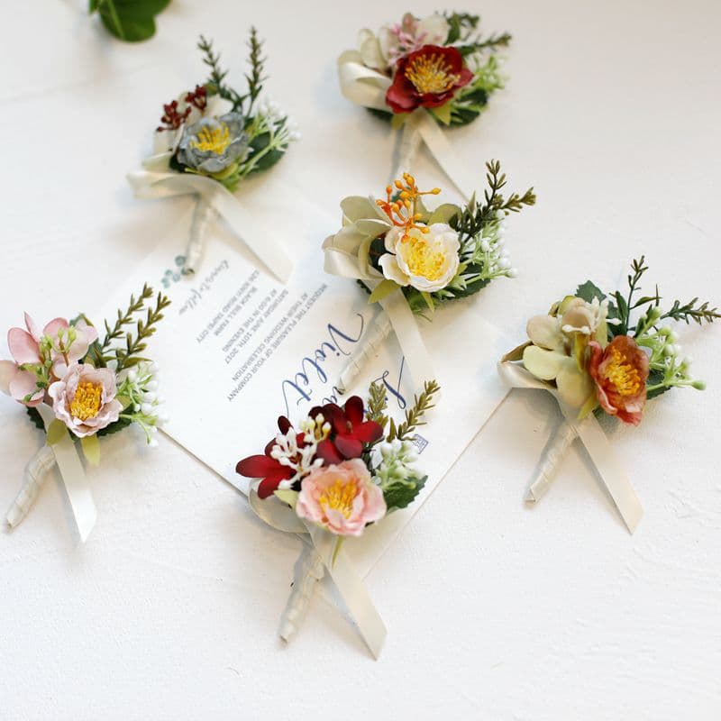 Wholesale Korean-style Boys' Suit Corsage Accessories, Groomsmen Wedding Corsages Korean Simulated Rose Bud Boutonnieres