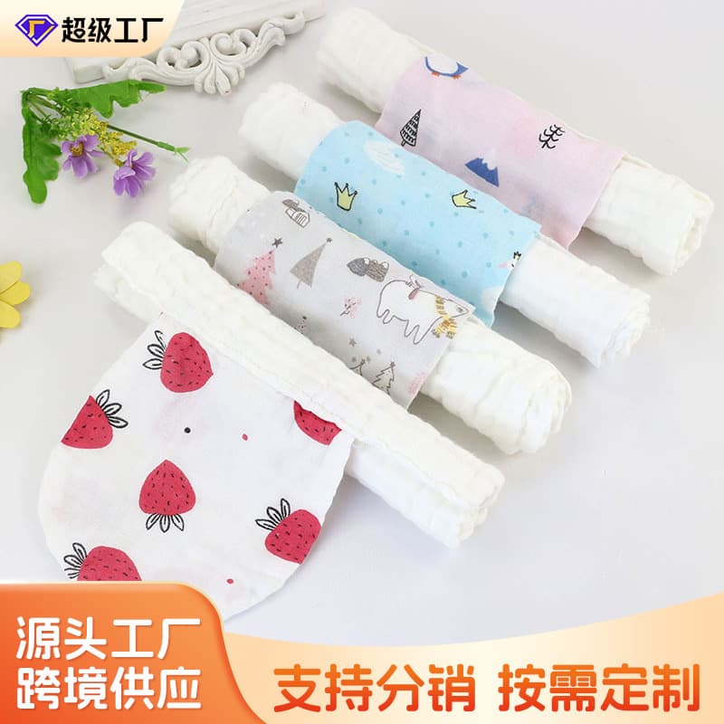 Class A Skin-Friendly 6-Layer Washed Gauze Back Pad Towel for Children and Babies, Various Sizes