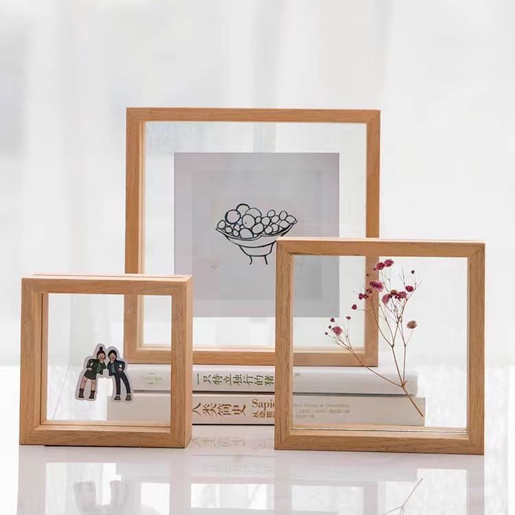 Solid wood double-sided glass plant specimen frames, paper-cut wedding character acrylic hand-painted display photo frames, tabletop oil paintings