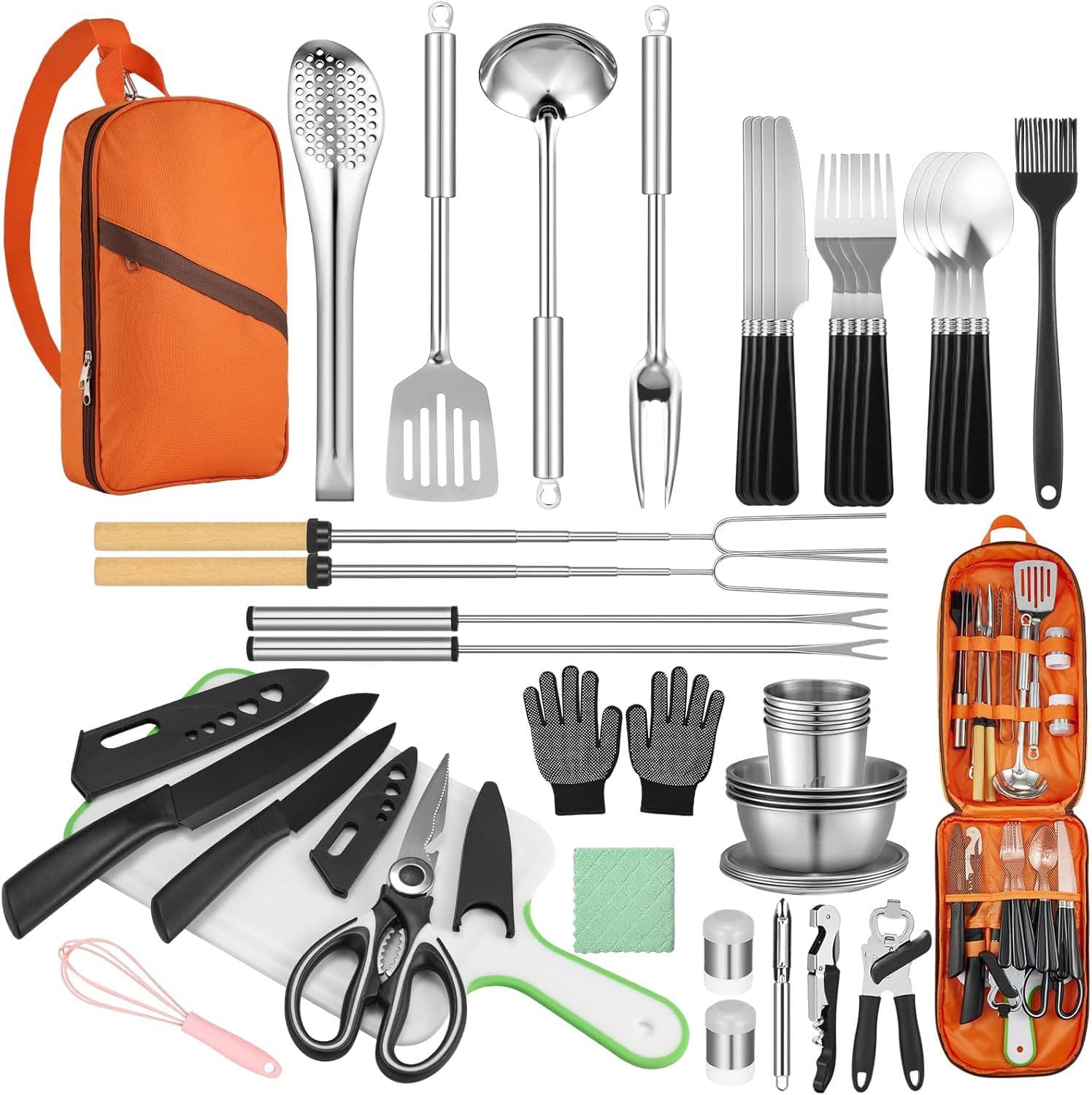 Camping cooking utensil set car camping equipment barbecue RV tent outdoor tableware set storage set