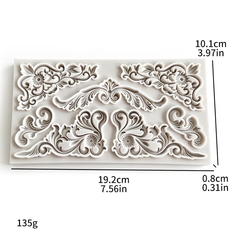 European Vintage Relief Silicone Mold for Fondant Cake Border Decor, Plaster Resin Clay Carving Ornament