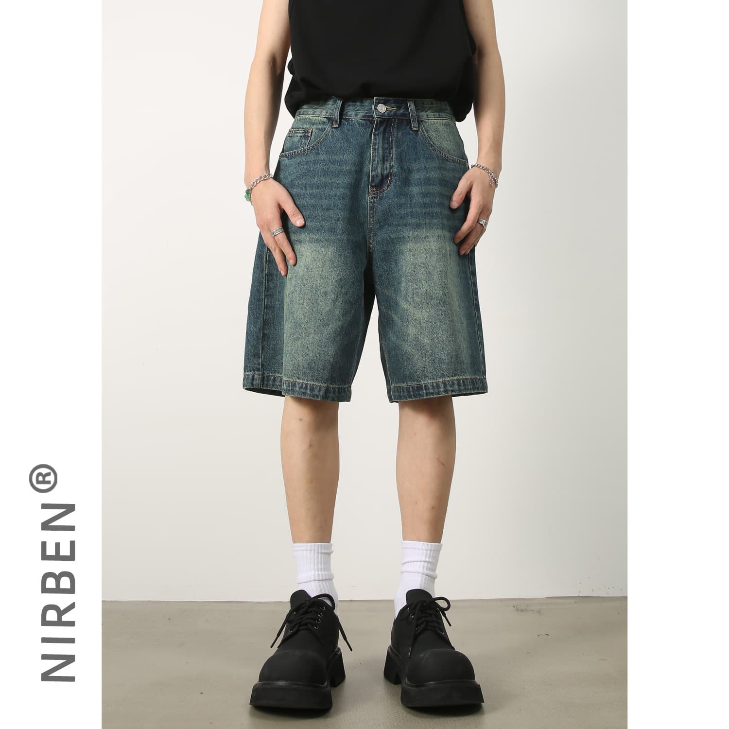 nirben denim | new denim shorts for men in summer ins trendy five-point pants loose and versatile casual pants