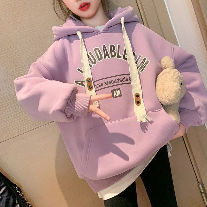 2025 New Girls Hoodie Spring Autumn Girls Solid Casual Loose Fashion Children Top