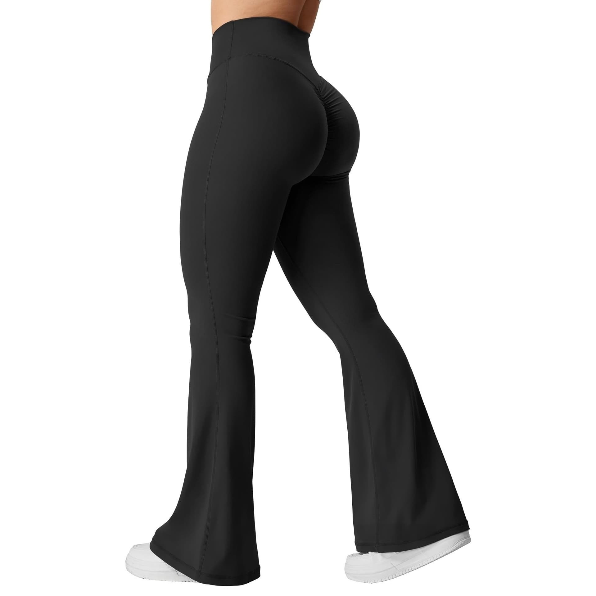 European and American Nylon Cross-Waist Flared Yoga Pants for Women, Sports and Outdoor Leisure, Slim Fit