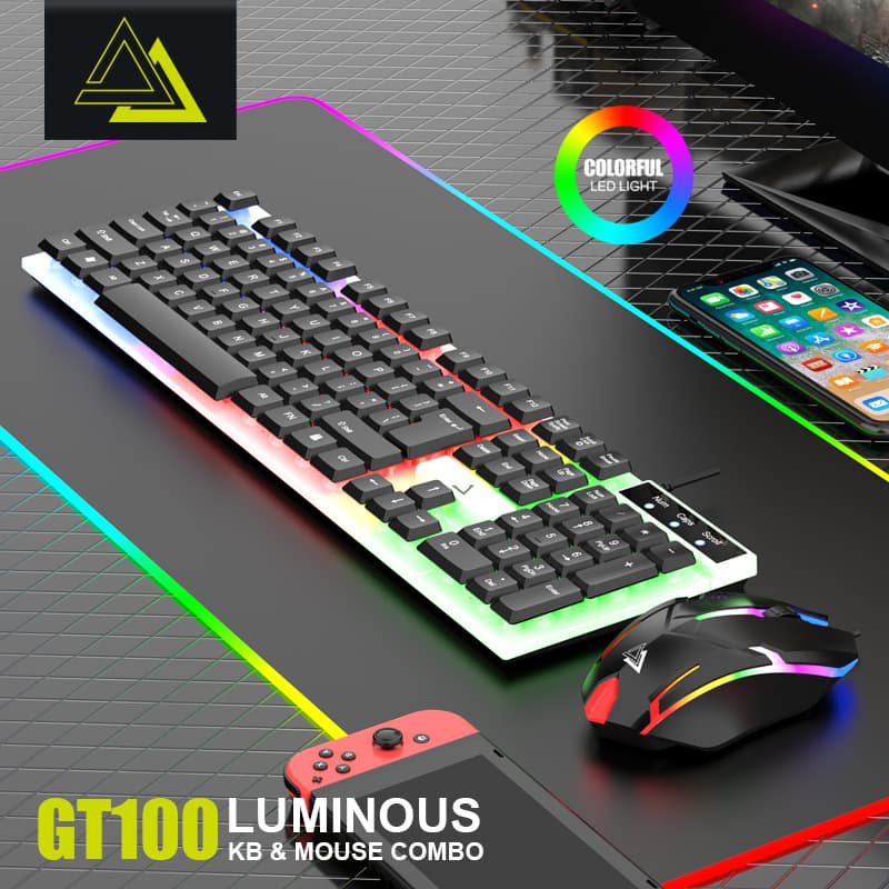 Glowing Keyboard and Mouse Gaming Wired Set, RGB Illuminated Single Keyboard Neutral Packaging for Cross-border Trade