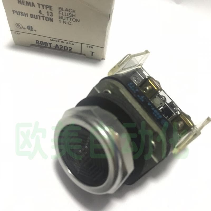 A089* AB Rockwell Button 800T-A2D2 Black Button 800T-A One Row of Contacts Stock