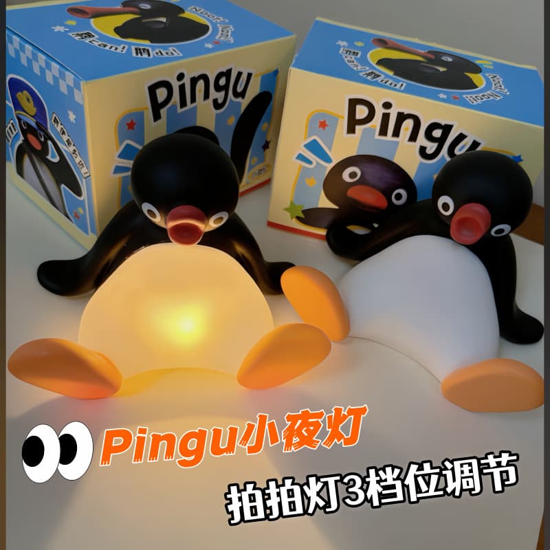 Penguin Pingu Tap Night Light Bedside Bedroom Ornament Creative Cute Birthday Gift for Girls Couples Best Friends