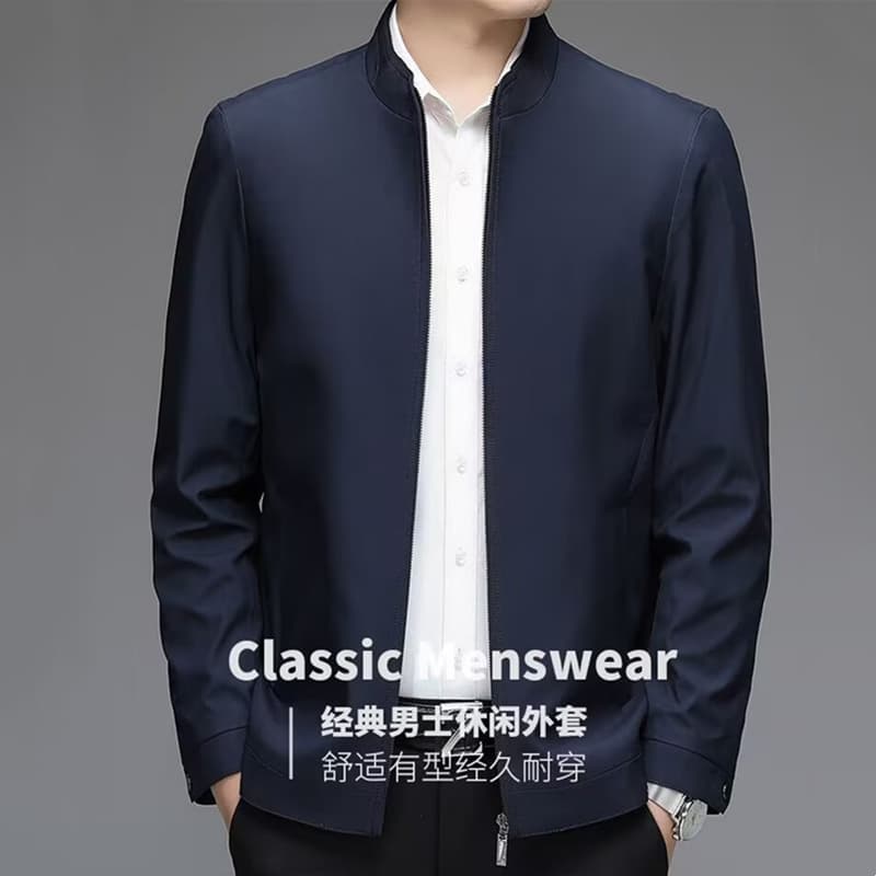 Father's Jacket Men's New Spring and Autumn Style, Men's Jacket for Middle-Aged and Elderly, Stand Collar Casual Top