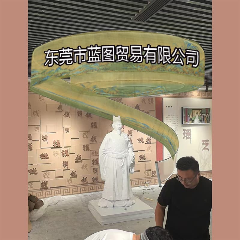 Frosted Laser-Cut Text LOGO Semi-Opaque Double-Sided Banquet Hall Exhibition Ceiling Decor, Tech Chandelier Ribbons