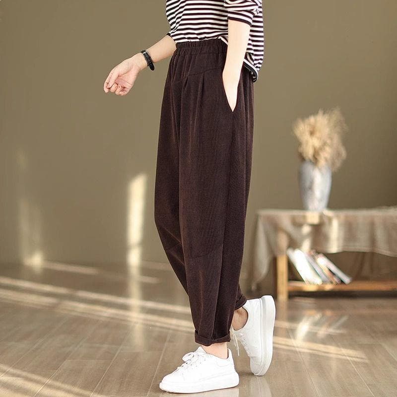 Chenille versatile casual pants for women, new spliced harem pants, slimming, leg-lengthening warm pants, solid color woolen pants