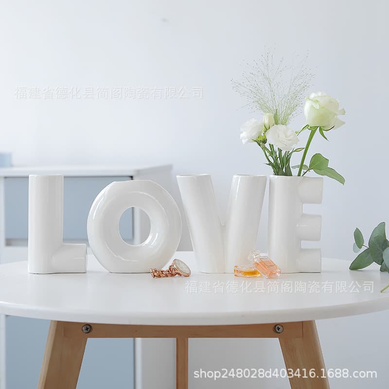 Ins-style ceramic vase, European minimalist home office decoration, geometric entryway furniture decor