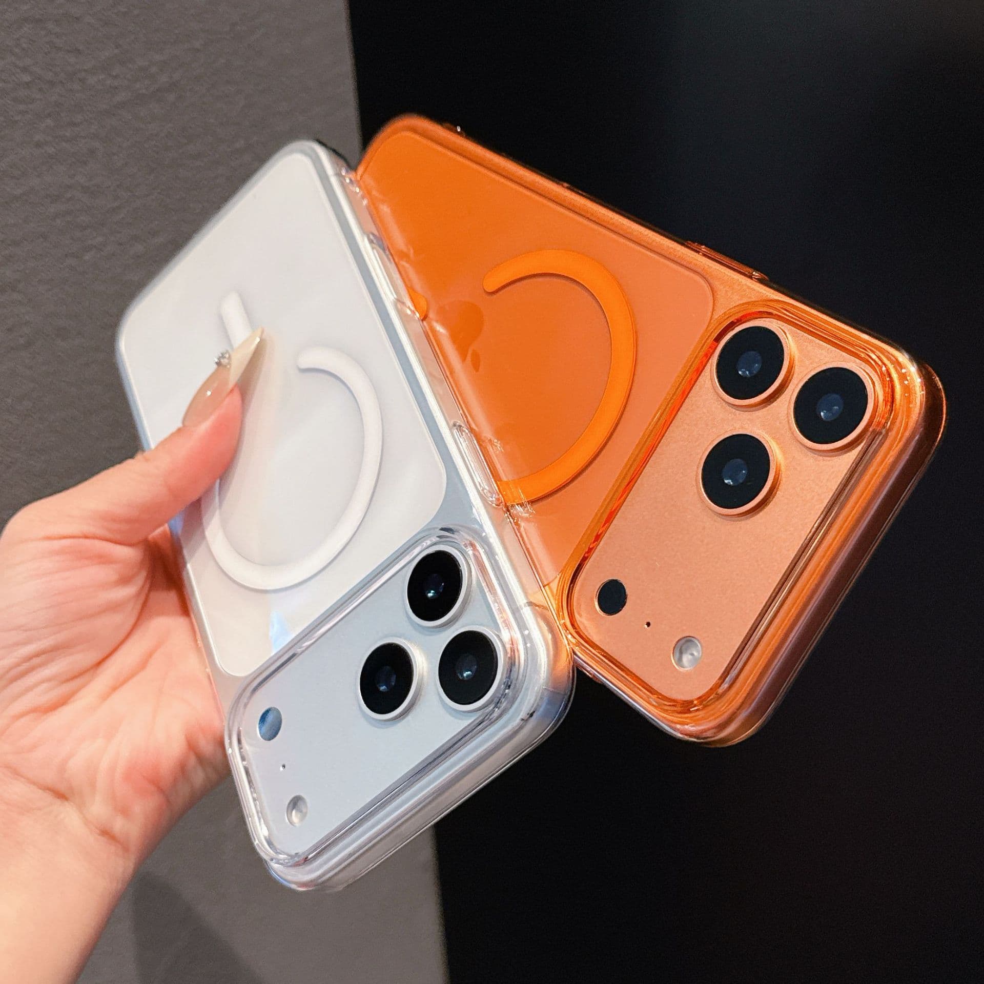 Compatible with iPhone 17 Pro Max Case Transparent Full Coverage Magnetic Simple PC Large Hole iPhone 16PM Protective Cover