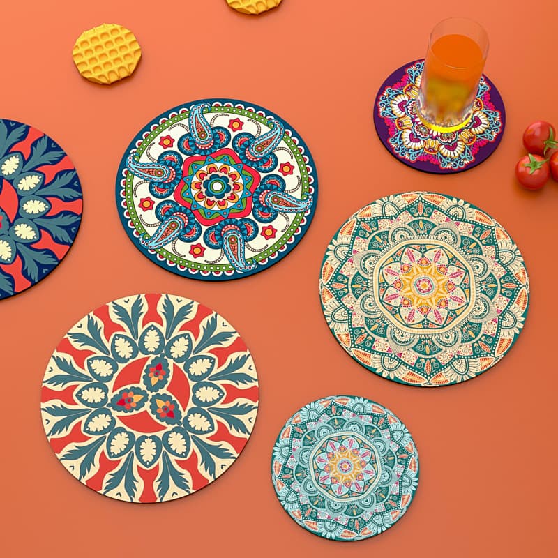 Heat-resistant dinner plate mat, insulation mat, dining table mat, anti-scalding dinner plate mat, good-looking natural rubber dish mat, printed cup