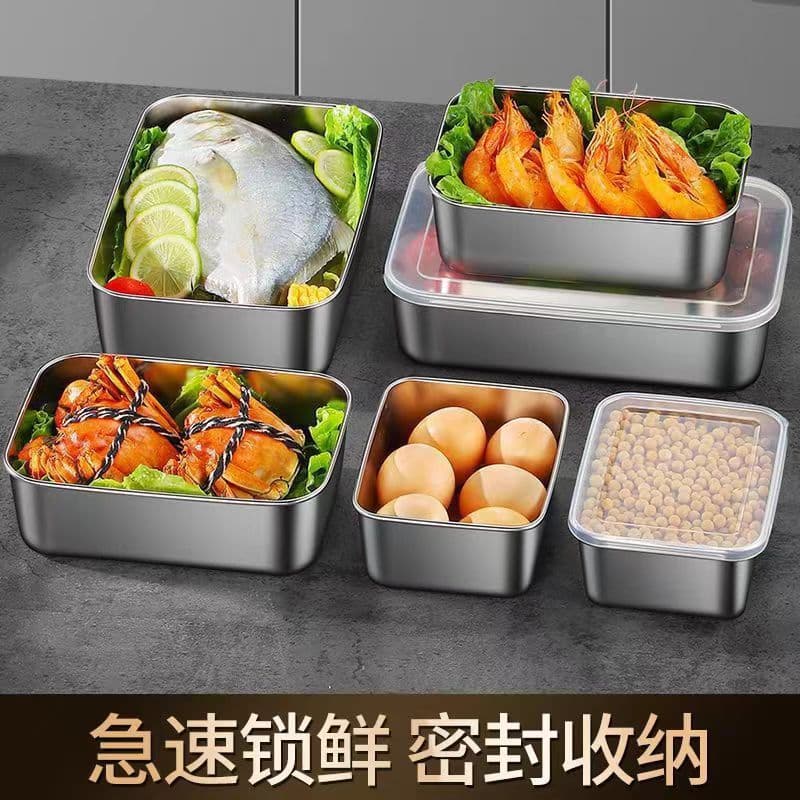 Stainless Steel Towel Tray with Lid, Odor Box, Square Tray, Refrigerator Storage Box, Fresh-Keeping Box, Steamed Fish Tray, Roasted Fish Tray, Cold Dish Tray, Fruit Tray