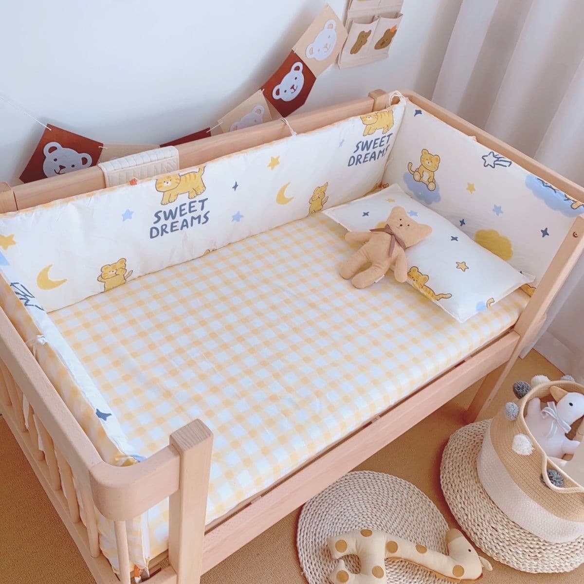 Crib bed fence anti-collision pure cotton baby children's spliced bed fence crib fence crib fence thickened removable and washable