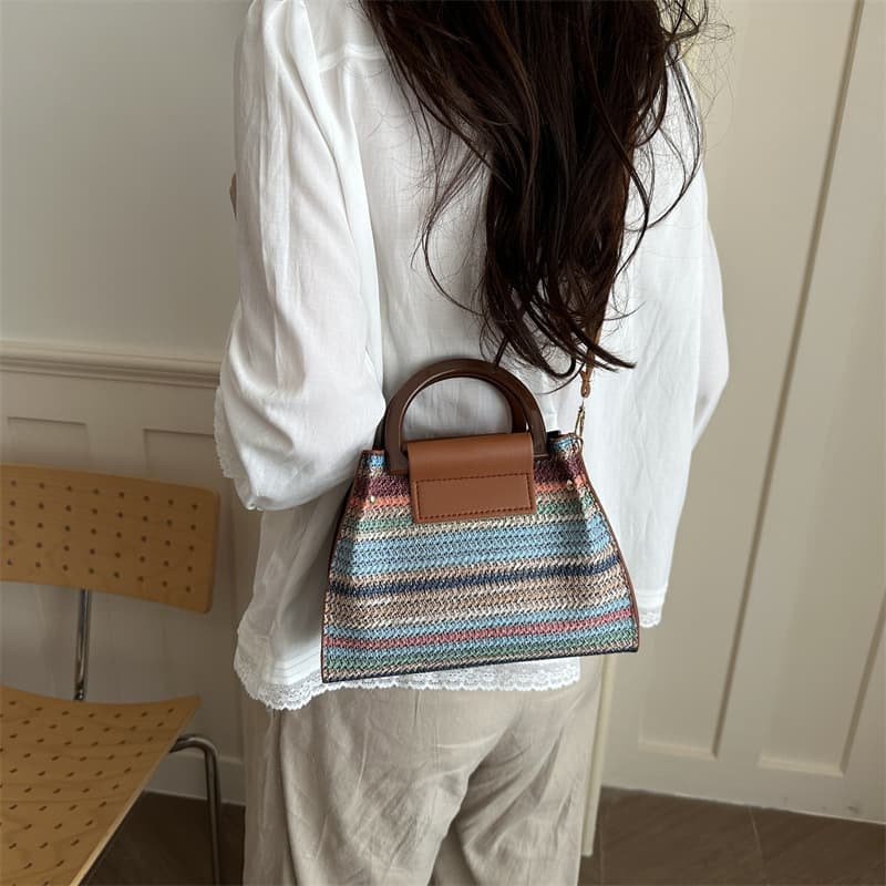 2026 New Woven Crossbody Bag for Women, Niche Designer Color-Block Handbag, Versatile Commuter Shoulder Bag