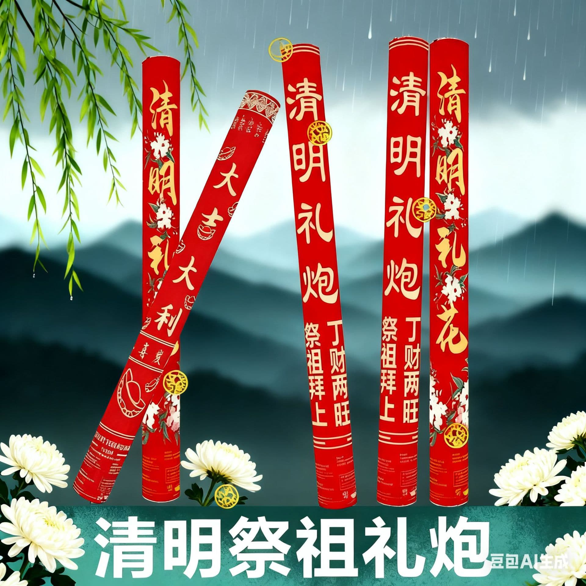 Qingming Festival Handheld Firecracker, Tomb Sweeping Ancestor Worship Mountain Visit Confetti Cannon, Factory Wholesale, Auspicious Celebration Firework