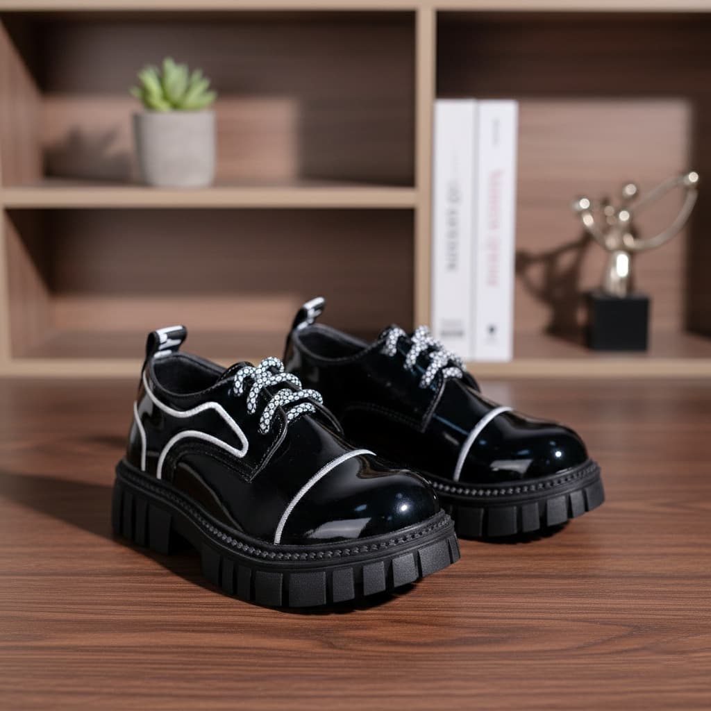 2025 New Children's Thick Sole British Style Slip-On School Shoes for Middle and Older Kids, Korean Style Leather Shoes Wholesale