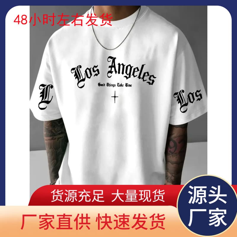 【Ouma Cotton T-Shirt】Summer Los Angeles Printed Casual Graphic Tee Short Sleeve Sports Women's T-Shirt Daily Wear Summer